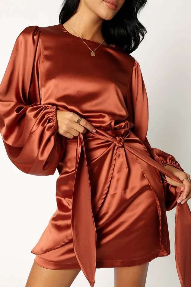 Satin Dresses Opal Dress Rust Petal and Pup Women