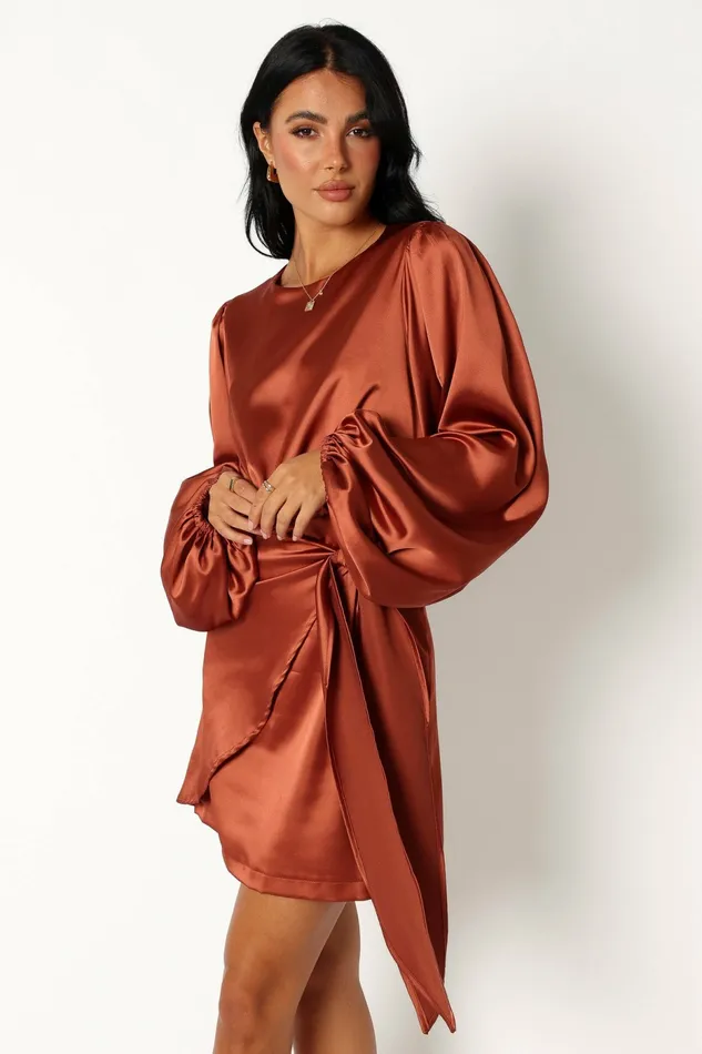 Satin Dresses Opal Dress Rust Petal and Pup Women