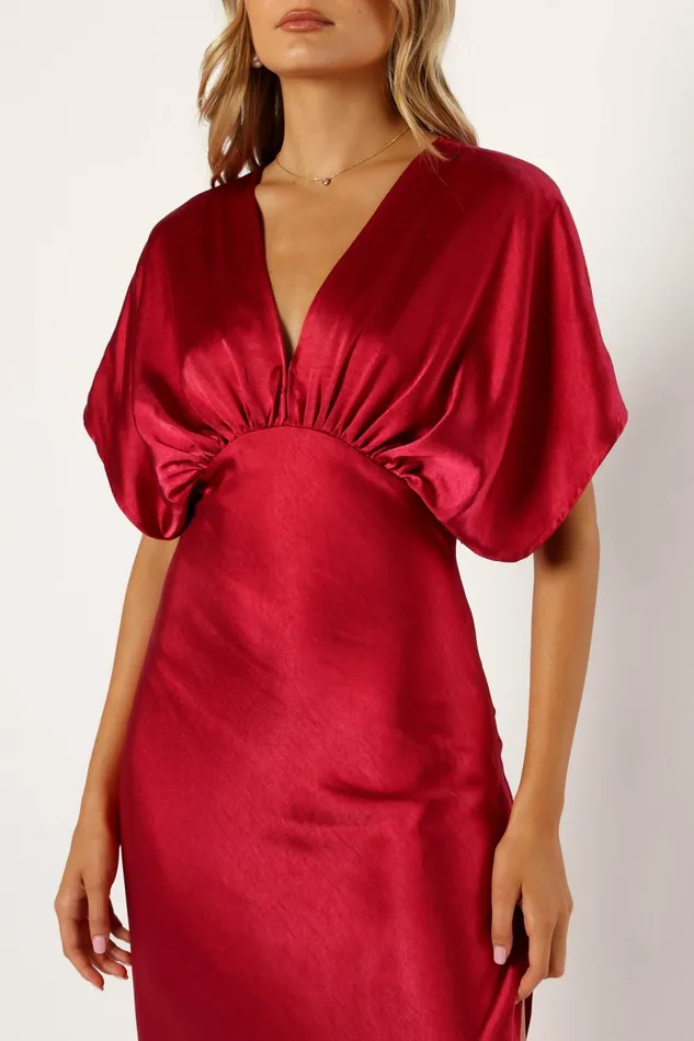 Satin Dresses Ricki Maxi Dress Ruby Wine 8211 Petal and Pup Women