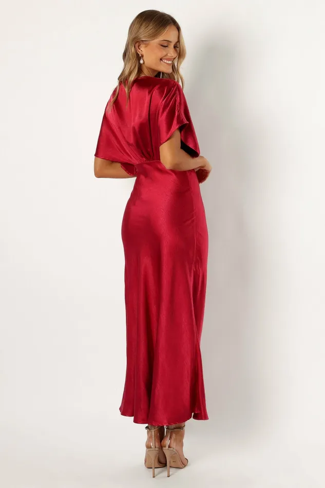 Satin Dresses Ricki Maxi Dress Ruby Wine 8211 Petal and Pup Women