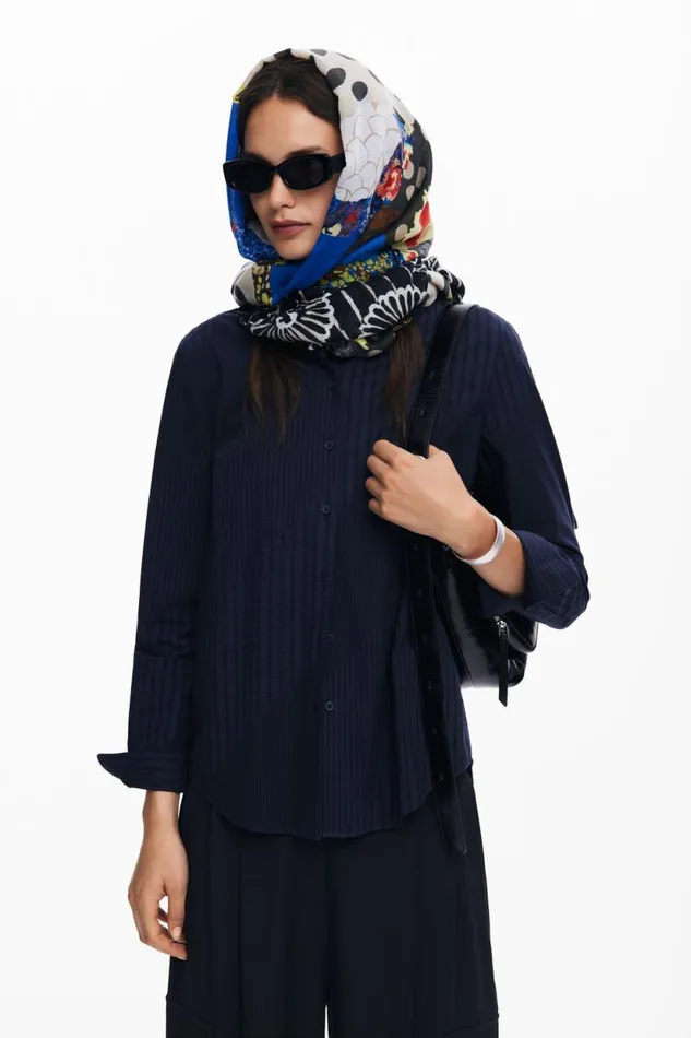 Scarves And Scarf Women Desigual Floral Patch Scarf Blue