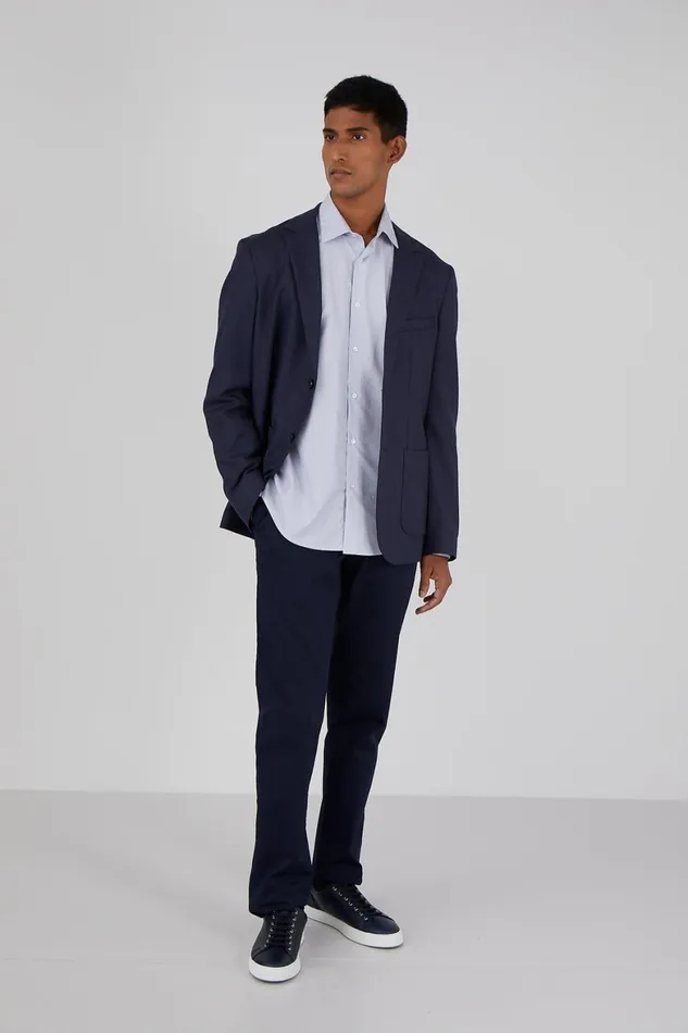 Sea Island Cotton Shirt Navywhite Men SUNSPEL Shirts