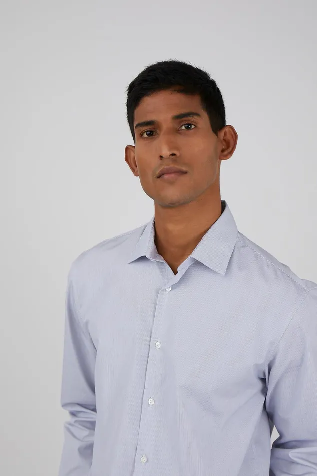 Sea Island Cotton Shirt Navywhite Men SUNSPEL Shirts