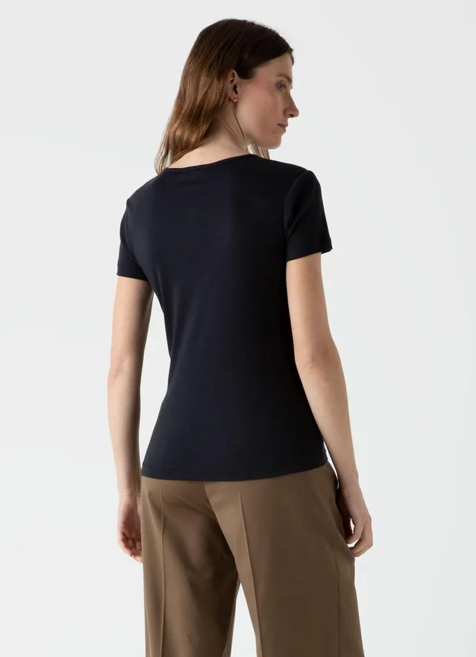 Sea Island Cotton Tshirt Black Women SUNSPEL Tshirts and Tops