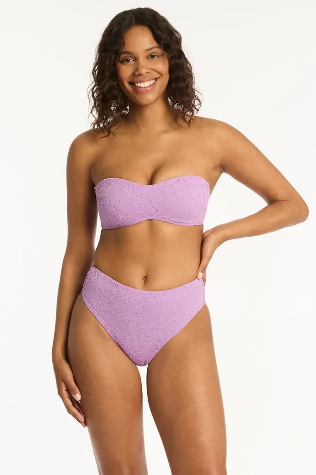 Sea Level Bottoms Interlace Retro High Waist Pant Interlace Lavender 8211 Women