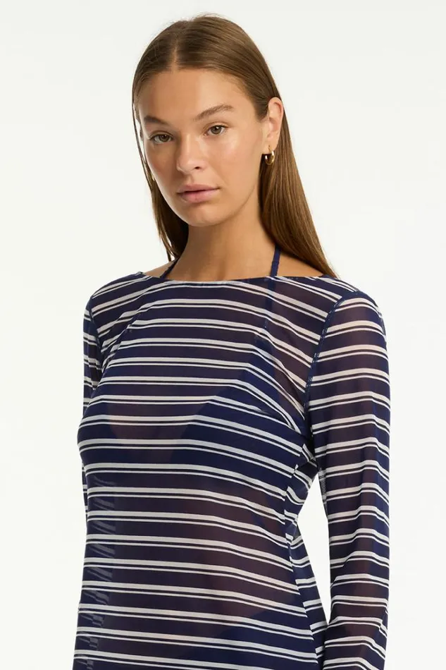 Sea Level Dresses Biarritz Mesh Long Dress Biarritz French Navy 8211 Women