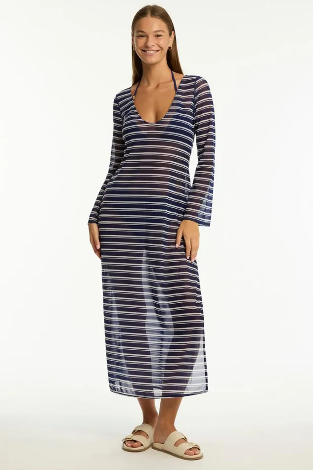 Sea Level Dresses Biarritz Mesh Long Dress Biarritz French Navy 8211 Women