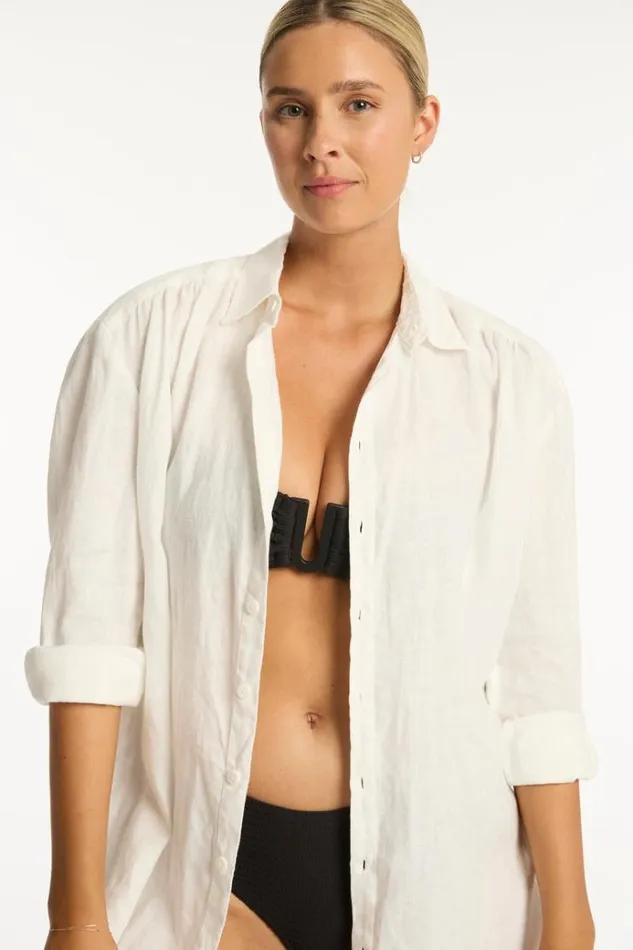 Sea Level Linen Resort Linen Cover Up 8211 White Resort Linen 8211 Women