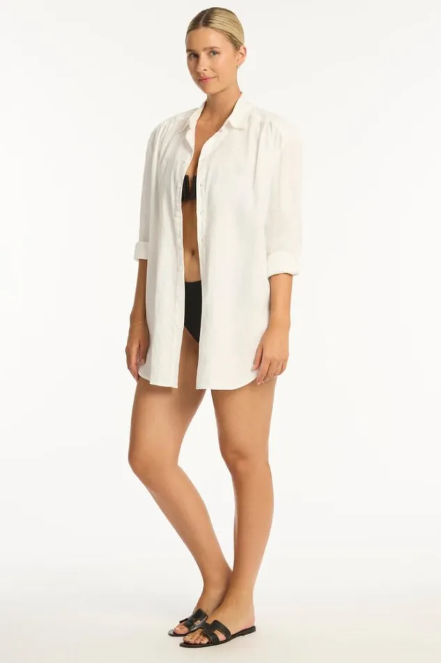 Sea Level Linen Resort Linen Cover Up 8211 White Resort Linen 8211 Women