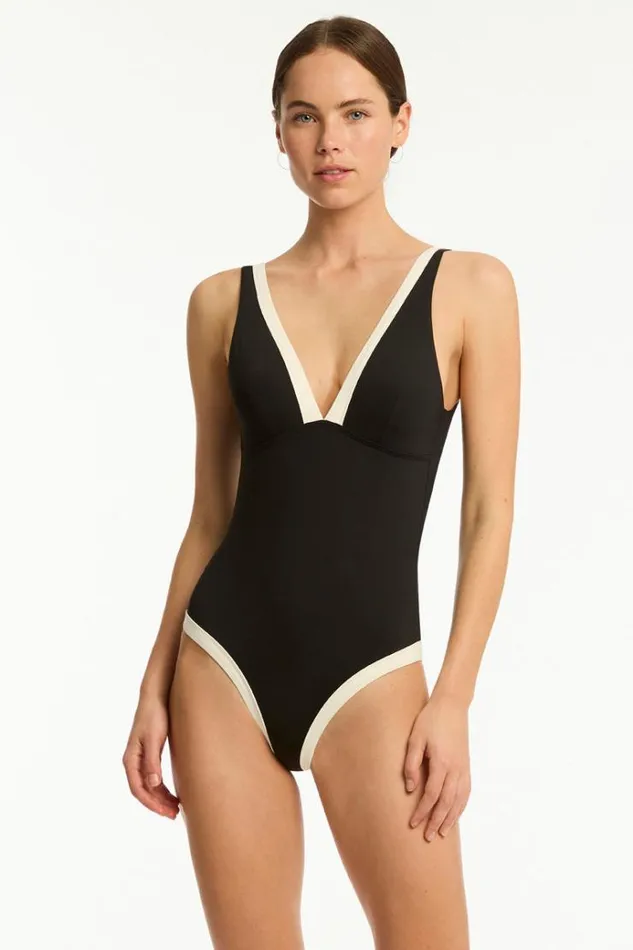 Sea Level One Pieces Border One Piece Border Black 8211 Women