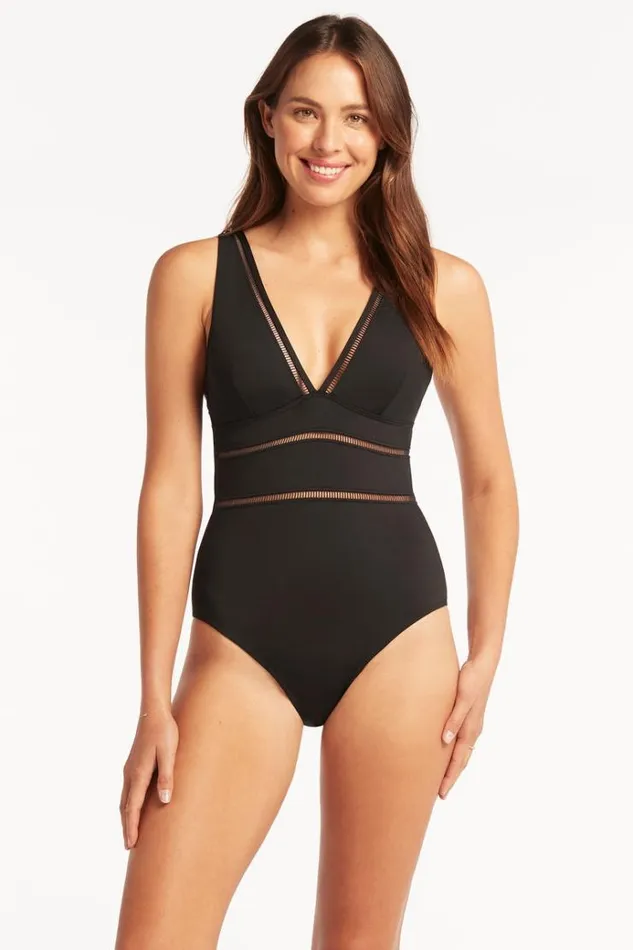 Sea Level One Pieces Eco Essentials Spliced One Piece Eco Essentials Black 8211 Women