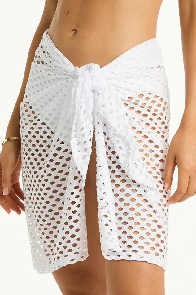Sea Level Overswim Castaway Mid Length Mesh Wrap Castaway White 8211 Women