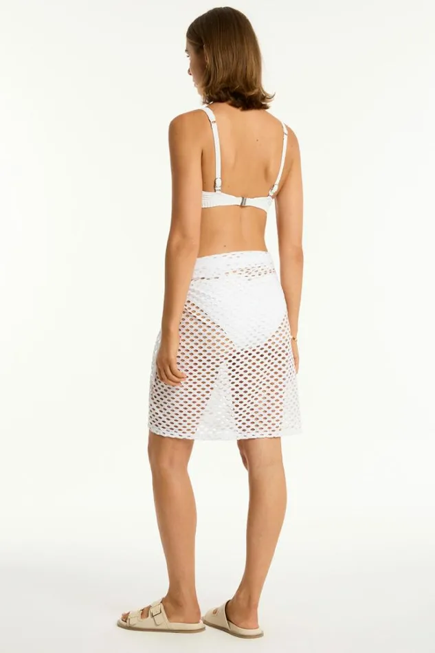 Sea Level Overswim Castaway Mid Length Mesh Wrap Castaway White 8211 Women