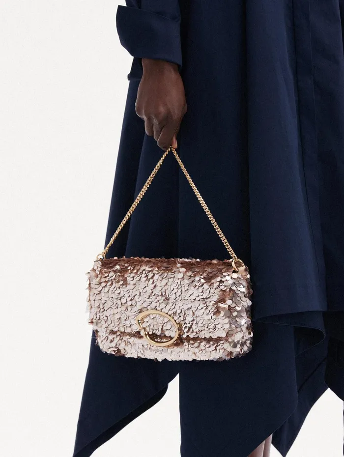 Sequin Embroidered Shoulder Bag Champagne Women Oscar De La Renta Handbags Sequin Embroidered Shoulder Bag Champagne Women Oscar De La Renta Handbags