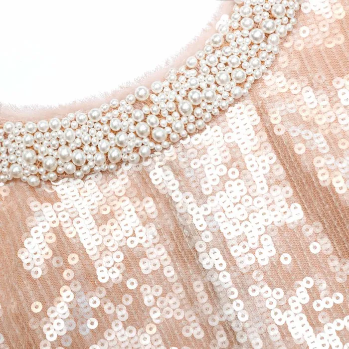 Sequin Pearl Trim Midi Dress Women Self Portrait Dresses