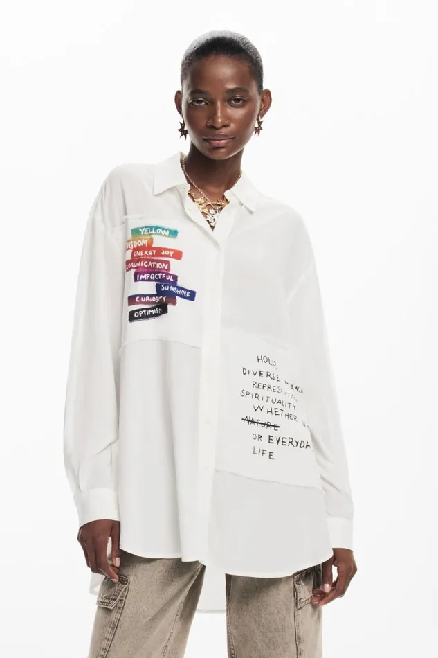 Shirts And Blouses Women Desigual Letter Print Shirt White