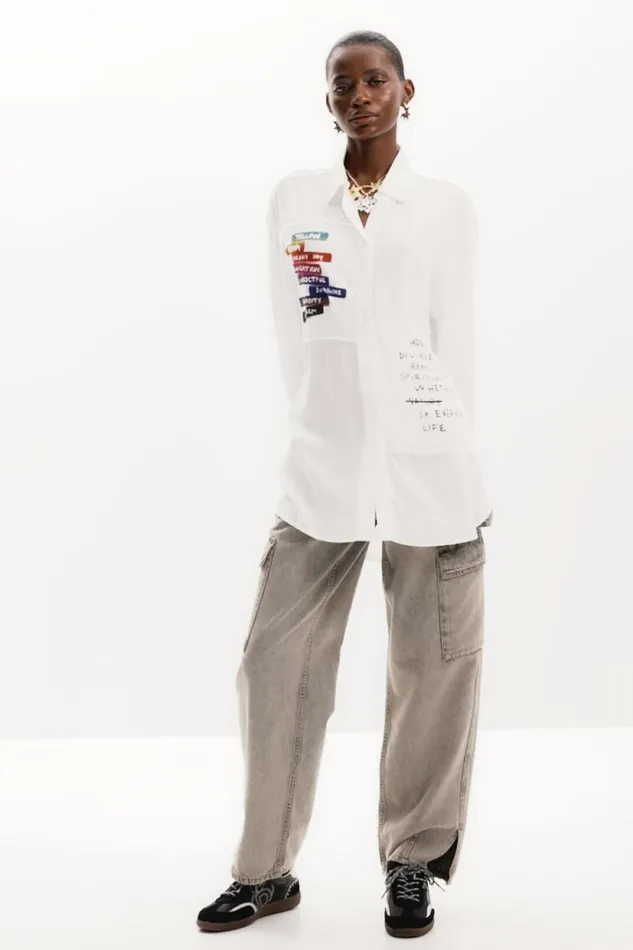 Shirts And Blouses Women Desigual Letter Print Shirt White