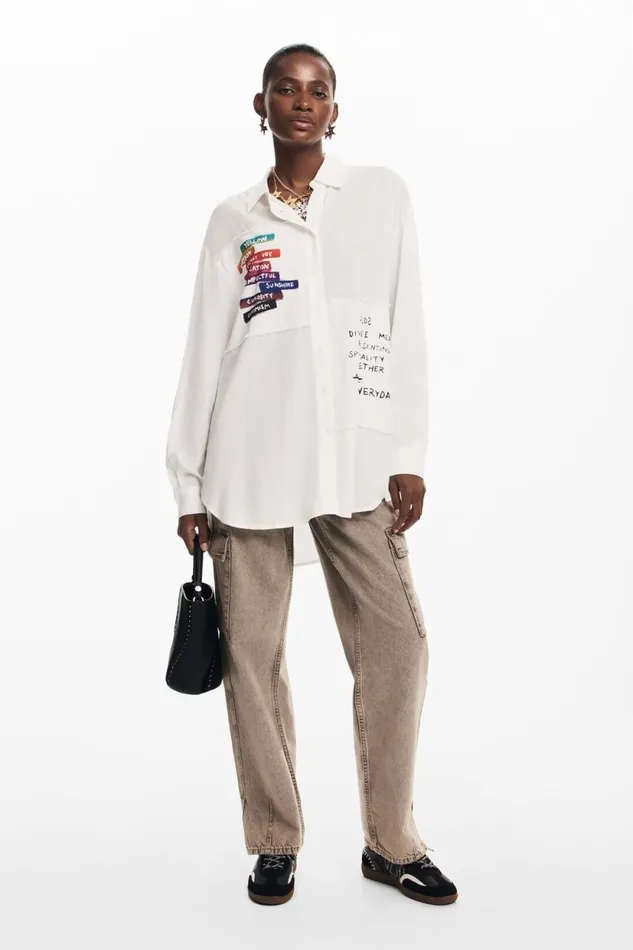 Shirts And Blouses Women Desigual Letter Print Shirt White