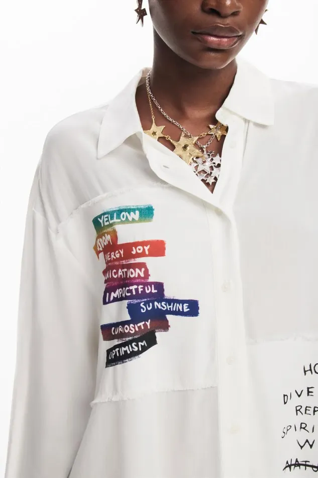 Shirts And Blouses Women Desigual Letter Print Shirt White