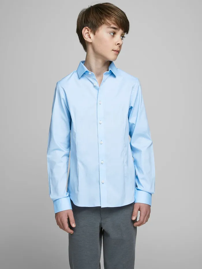 Shirts JACK and JONES Junior BOYS CURVED HEM SHIRT Blue Cashmere Blue On Sale