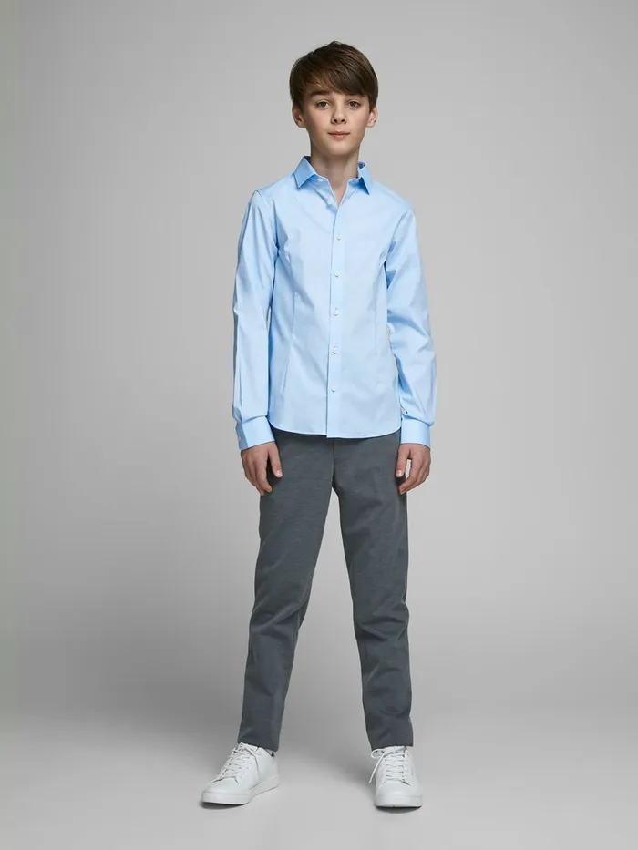 Shirts JACK and JONES Junior BOYS CURVED HEM SHIRT Blue Cashmere Blue On Sale