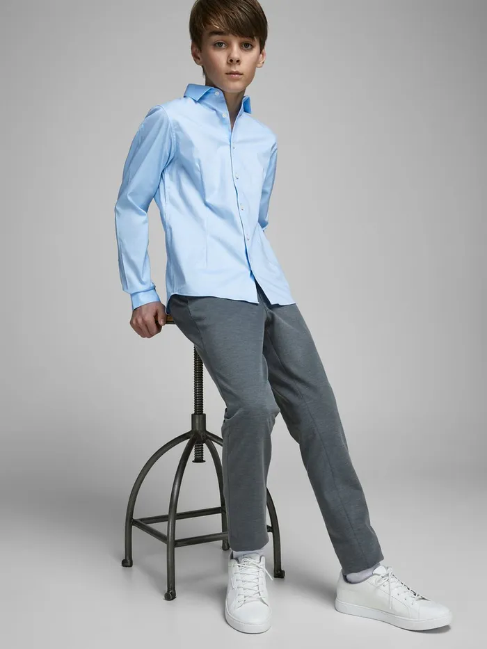 Shirts JACK and JONES Junior BOYS CURVED HEM SHIRT Blue Cashmere Blue On Sale