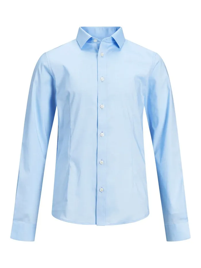 Shirts JACK and JONES Junior BOYS CURVED HEM SHIRT Blue Cashmere Blue On Sale