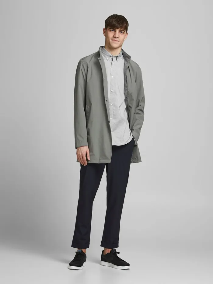Shirts JACK and JONES Mens BUTTONDOWN POPLIN SHORT SLEEVED SHIRT Grey Light Grey Melange Gift 4 You
