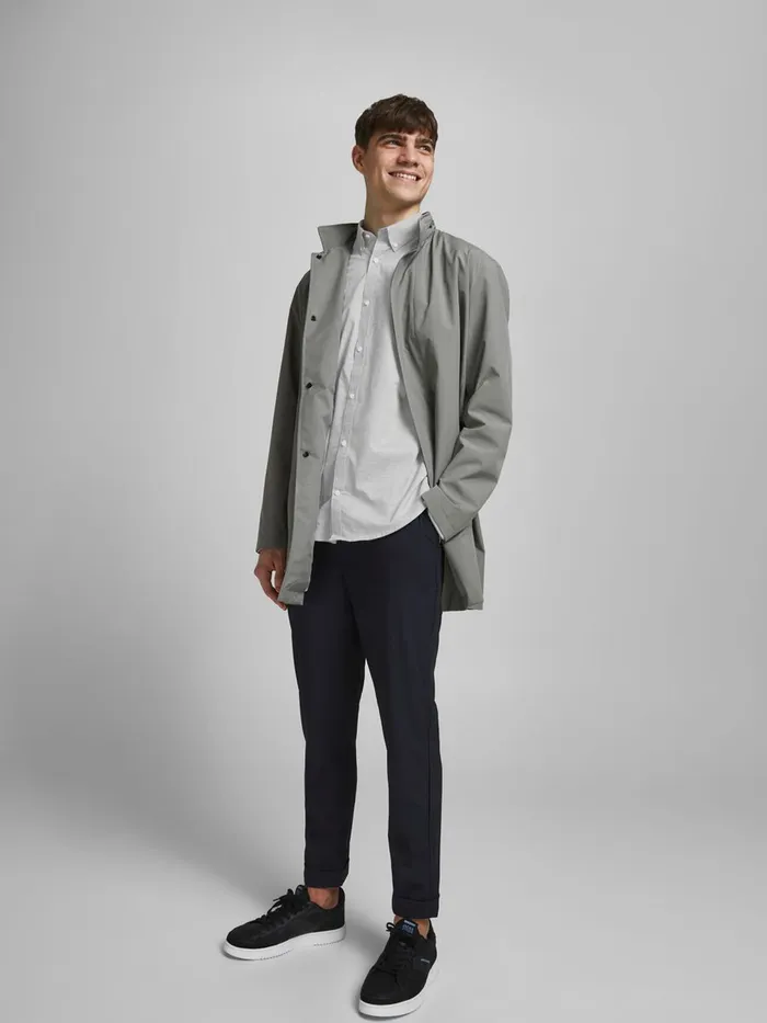 Shirts JACK and JONES Mens BUTTONDOWN POPLIN SHORT SLEEVED SHIRT Grey Light Grey Melange Gift 4 You