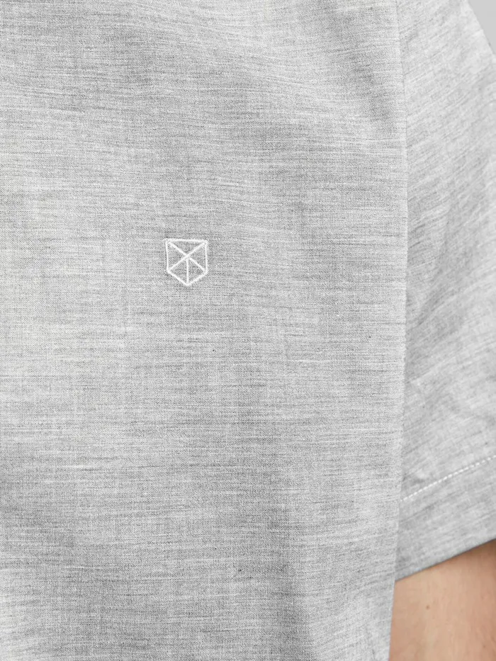 Shirts JACK and JONES Mens BUTTONDOWN POPLIN SHORT SLEEVED SHIRT Grey Light Grey Melange Gift 4 You