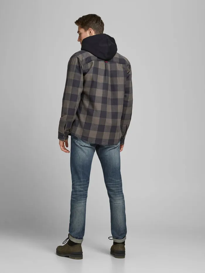 Shirts JACK and JONES Mens CHECKED OVERSHIRT Green Climbing Ivy On Sale