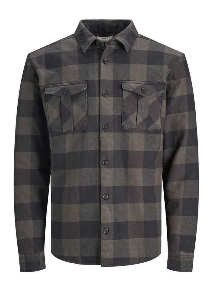 Shirts JACK and JONES Mens CHECKED OVERSHIRT Green Climbing Ivy On Sale