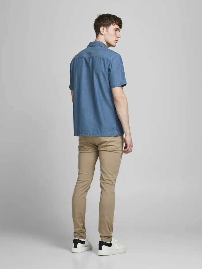 Shirts JACK and JONES Mens DENIM RESORT SHORT SLEEVED SHIRT Blue Denim Blue On Sale
