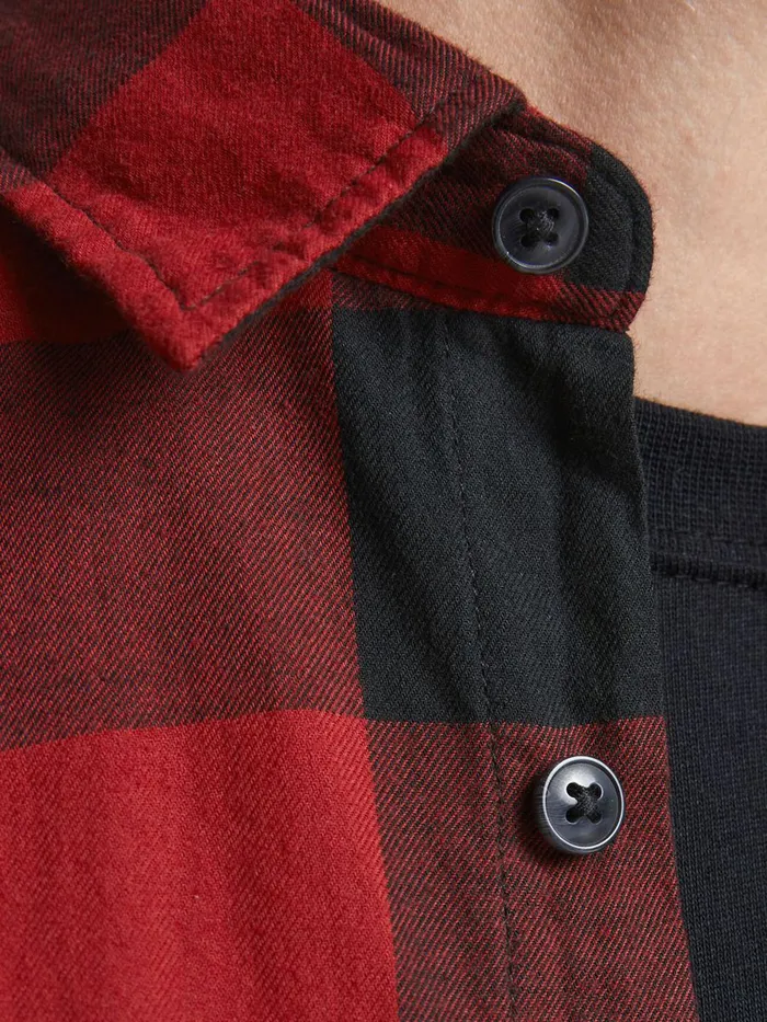 Shirts JACK and JONES Mens GINGHAM CHECKED SHIRT Red Brick Red For Sale