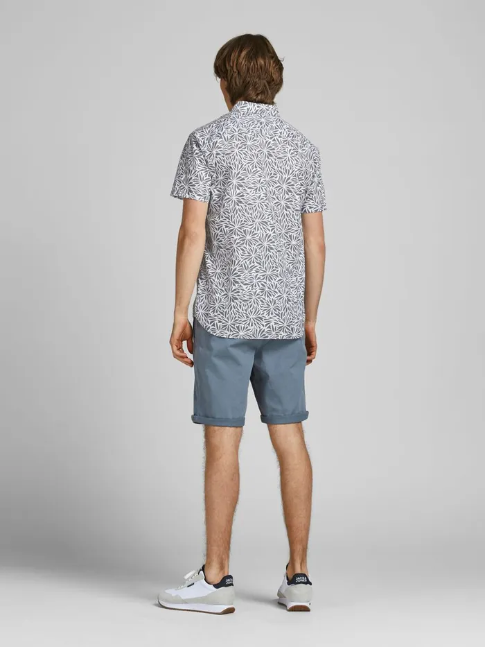 Shirts JACK and JONES Mens LINEN BLEND SHORT SLEEVED SHIRT Grey Sedona Sage Near Me