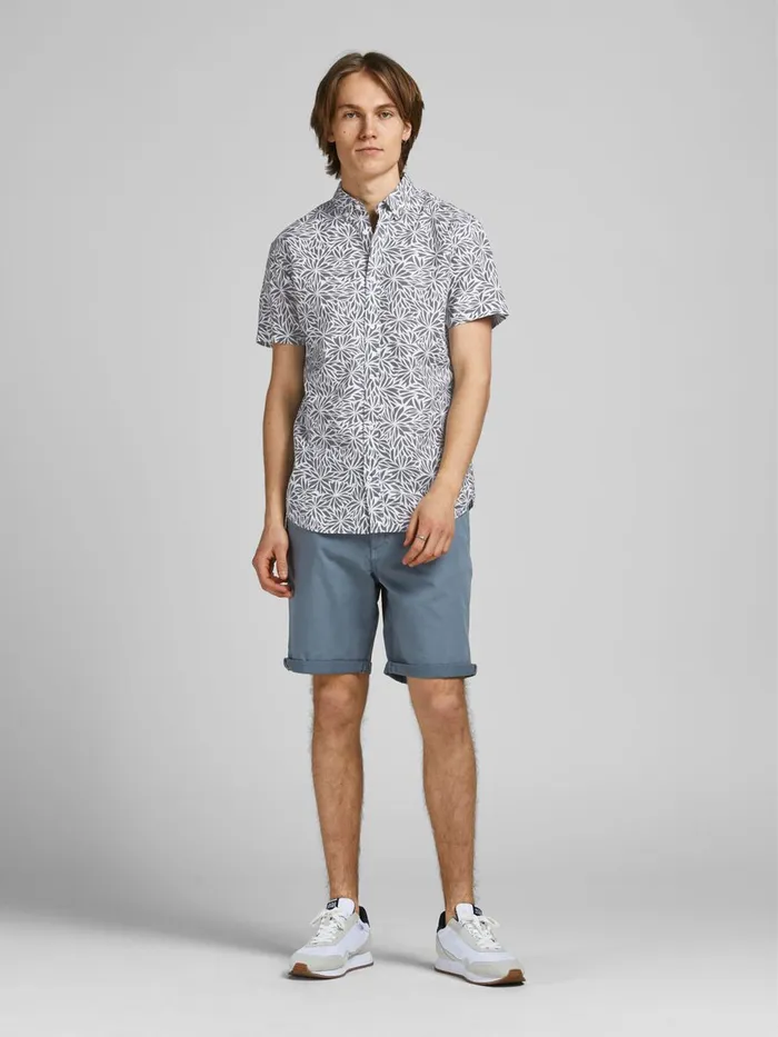 Shirts JACK and JONES Mens LINEN BLEND SHORT SLEEVED SHIRT Grey Sedona Sage Near Me