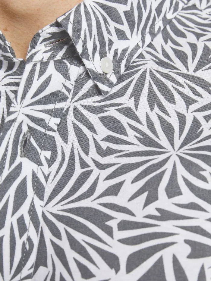 Shirts JACK and JONES Mens LINEN BLEND SHORT SLEEVED SHIRT Grey Sedona Sage Near Me