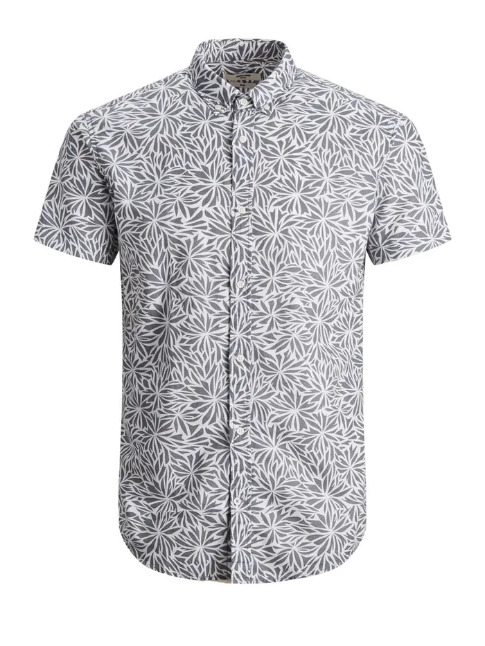 Shirts JACK and JONES Mens LINEN BLEND SHORT SLEEVED SHIRT Grey Sedona Sage Near Me