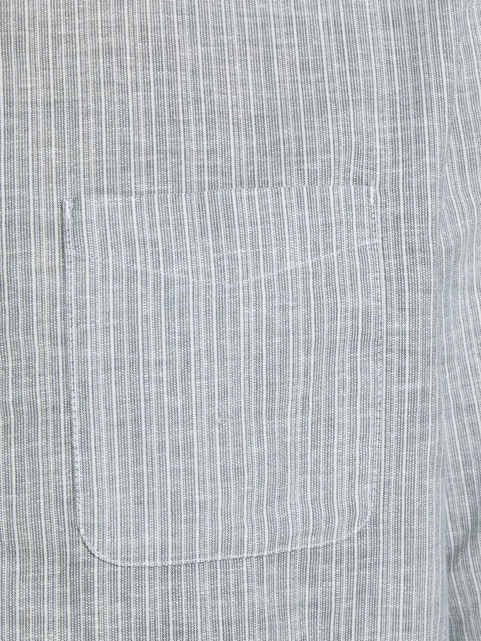 Shirts JACK and JONES Mens MANDARIN COLLAR LINEN SHIRT Grey Whisper White Popular