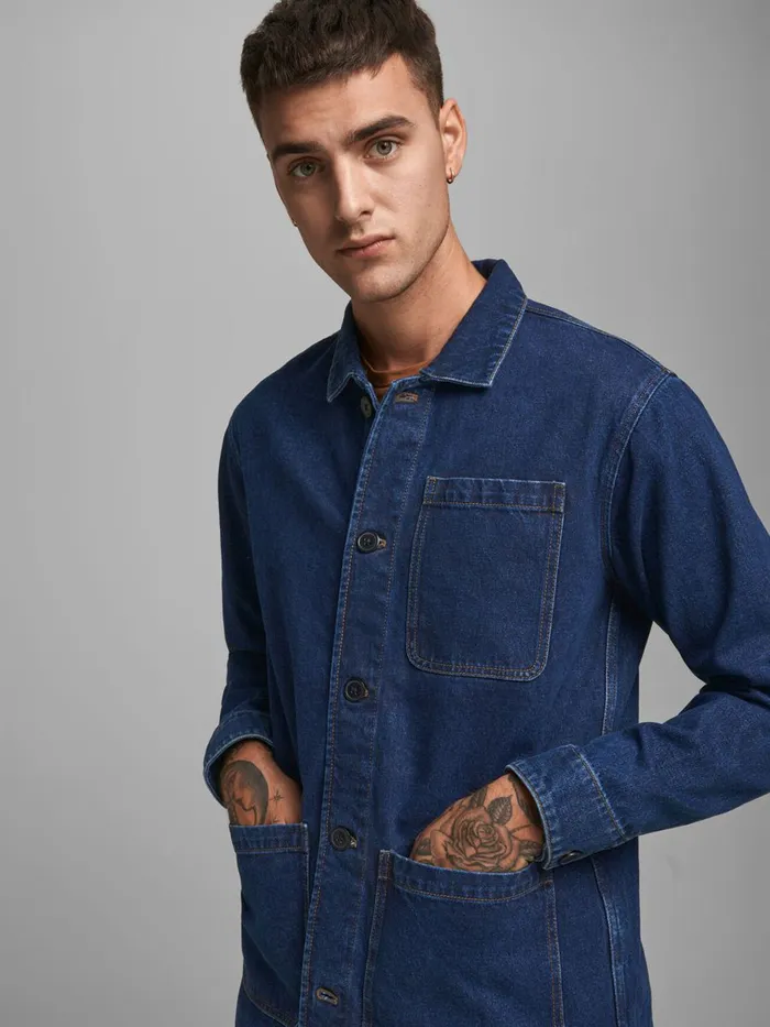 Shirts JACK and JONES Mens OVERSHIRT DENIM JACKET Blue Blue Denim Online