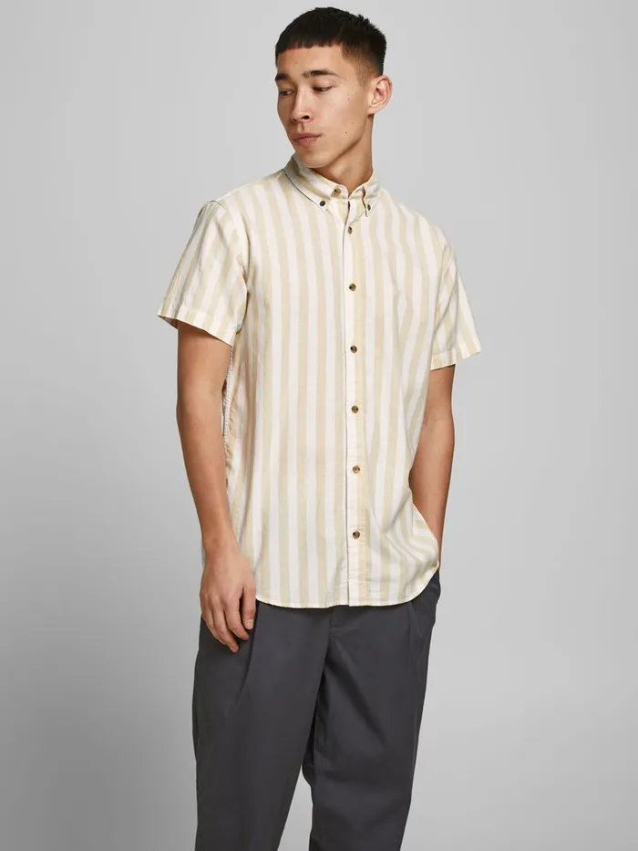 Shirts JACK and JONES Mens OXFORD SHORT SLEEVED SHIRT Pastel Sahara Sun Online Shirts JACK and JONES Mens OXFORD SHORT SLEEVED SHIRT Pastel Sahara Sun Online