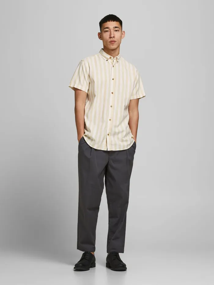 Shirts JACK and JONES Mens OXFORD SHORT SLEEVED SHIRT Pastel Sahara Sun Online