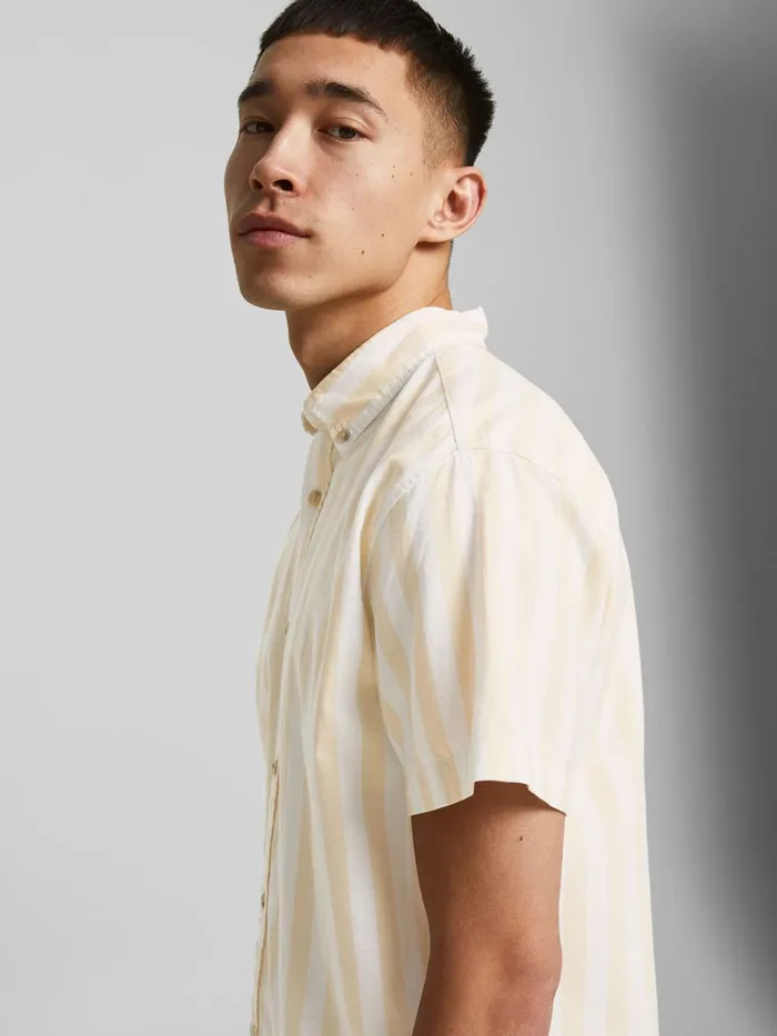 Shirts JACK and JONES Mens OXFORD SHORT SLEEVED SHIRT Pastel Sahara Sun Online