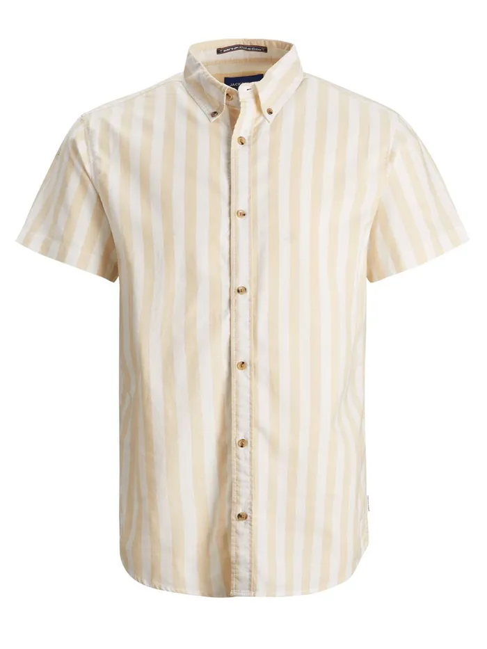 Shirts JACK and JONES Mens OXFORD SHORT SLEEVED SHIRT Pastel Sahara Sun Online