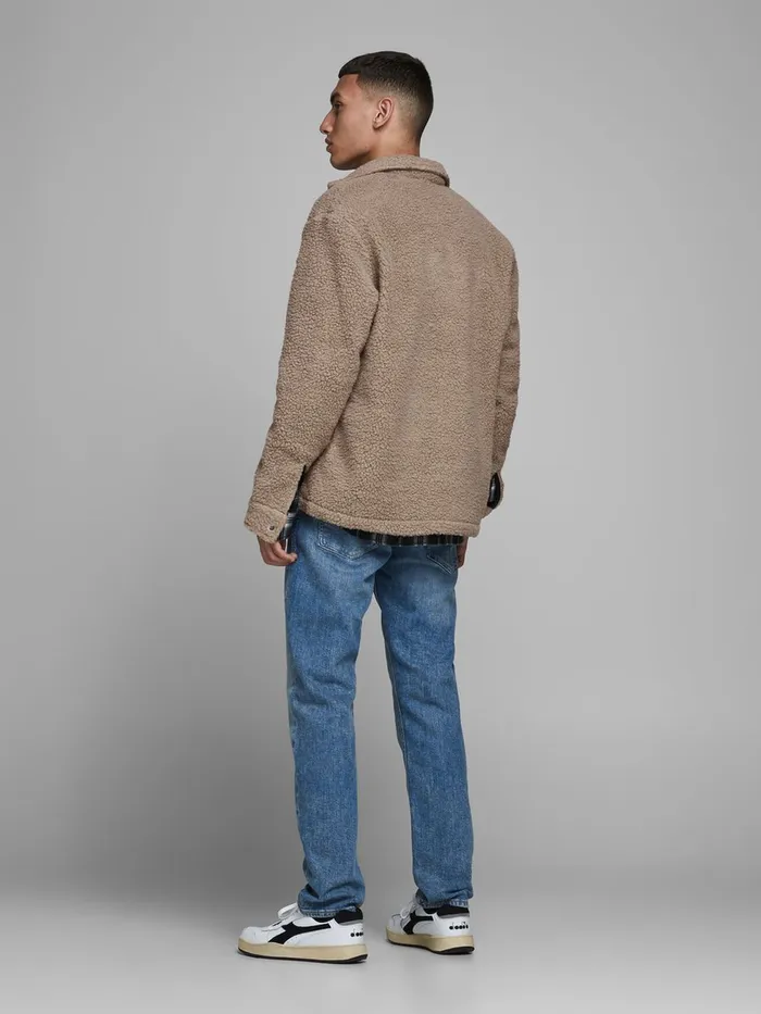 Shirts JACK and JONES Mens TEDDY OVERSHIRT Beige Cloud Dancer Casaul