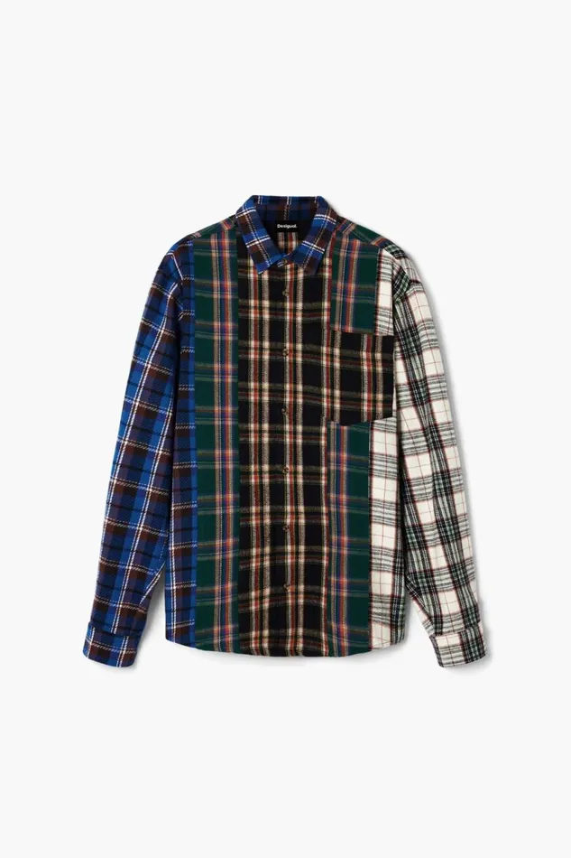 Shirts Men Desigual Patchwork Checkered Shirt Materialfinishes