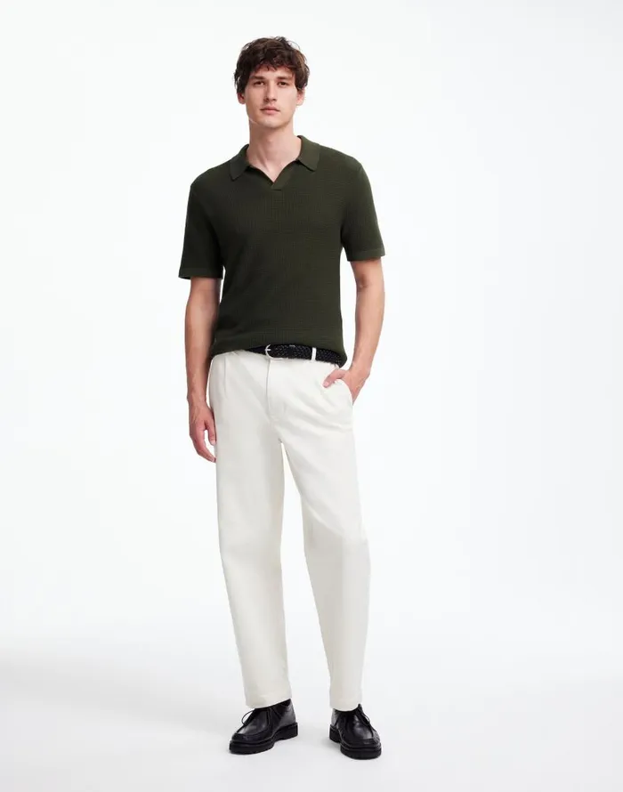 Shirts Men Madewell JohnnyCollar ShortSleeve Sweater Polo Mossy Umber
