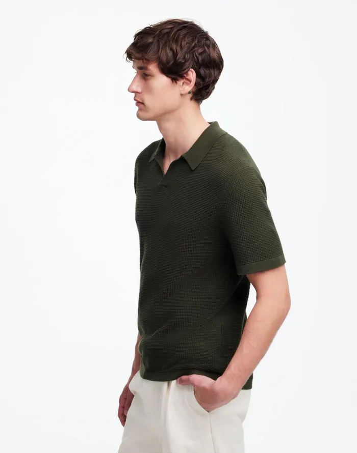 Shirts Men Madewell JohnnyCollar ShortSleeve Sweater Polo Mossy Umber