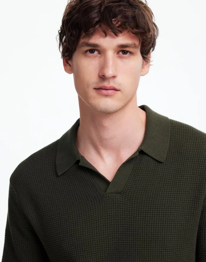 Shirts Men Madewell JohnnyCollar ShortSleeve Sweater Polo Mossy Umber