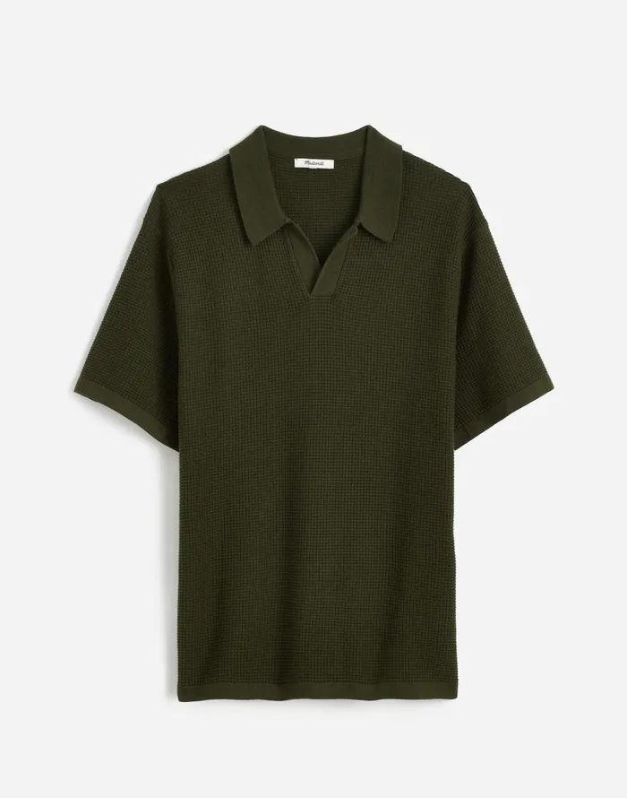 Shirts Men Madewell JohnnyCollar ShortSleeve Sweater Polo Mossy Umber